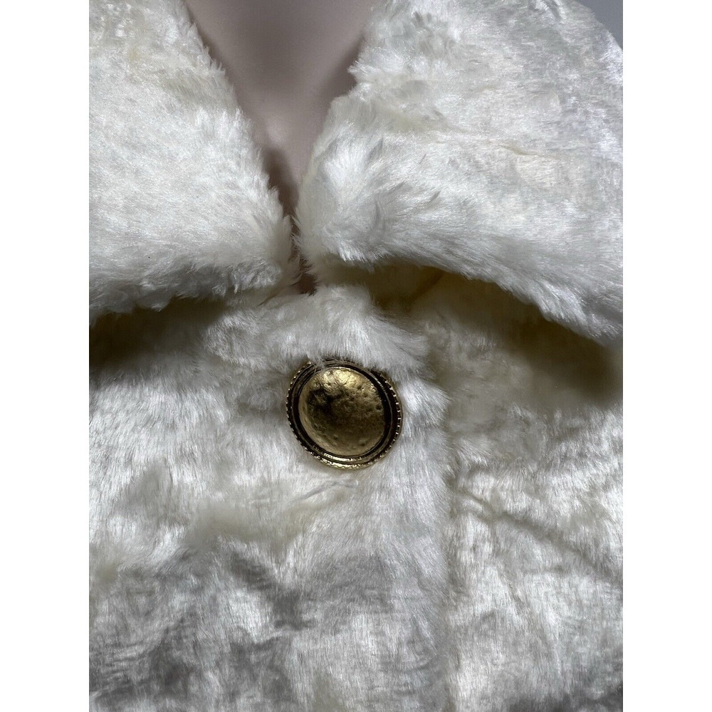 Pacific Rose Cream Faux Fur‎ with Buttons Women's Jacket Small - Picture 4 of 11